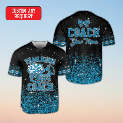 Close up of glittery gradient effect on the black baseball jersey