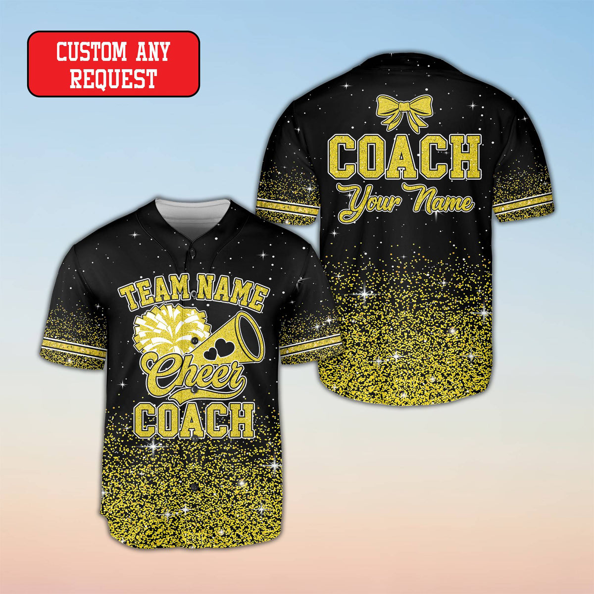 Another angle of the personalized cheerleading baseball jersey