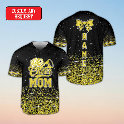 Custom baseball jersey with glitter gradient base, front view