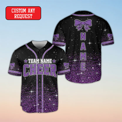 Black cheerleading baseball jersey custom front view 6