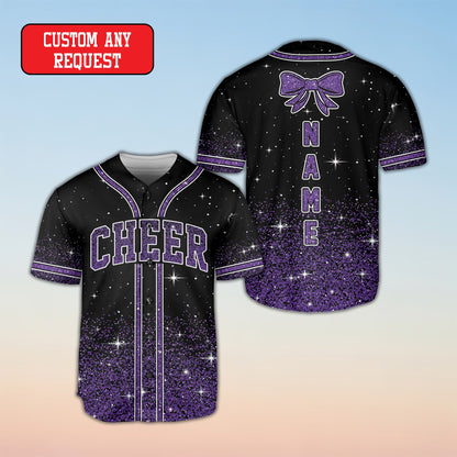Additional front view of personalized cheerleading baseball jersey