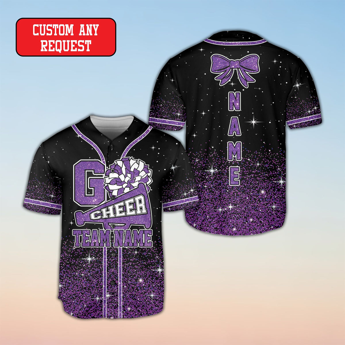 Cheerleading baseball jersey with name personalization