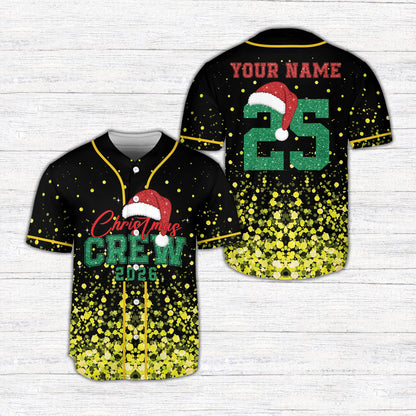 Front detail 5 of black personalized christmas baseball jersey