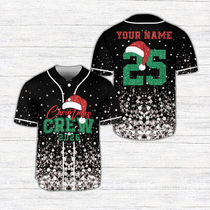 Front detail 6 of black personalized christmas baseball jersey