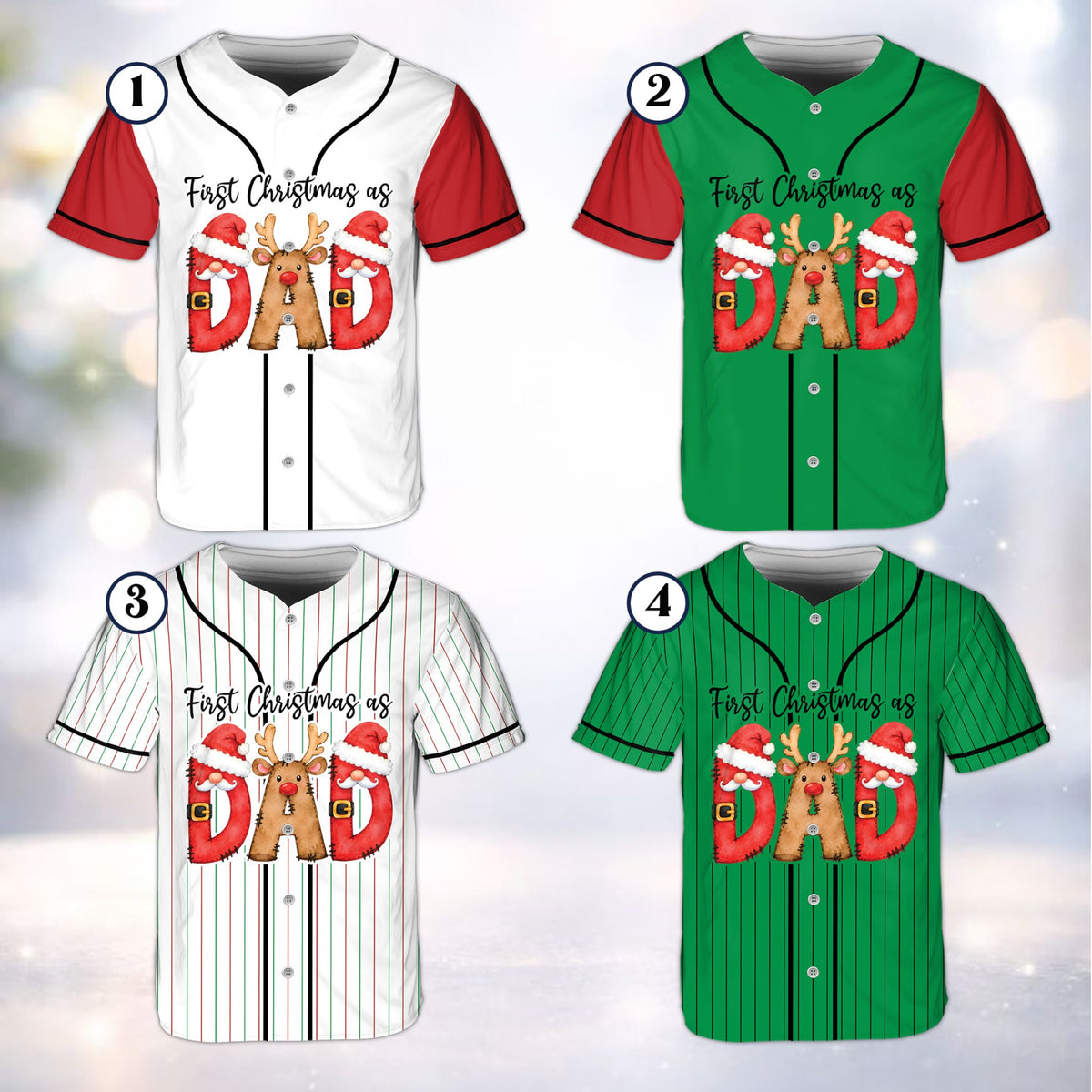 Detailed front view of the personalized baseball jersey for Christmas