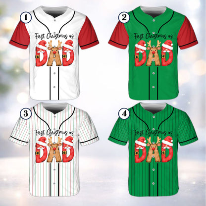 Detailed front view of the personalized baseball jersey for Christmas