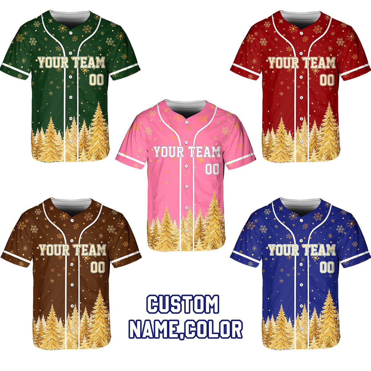 Detailed view of the custom baseball jersey with white piping and snowflake pattern