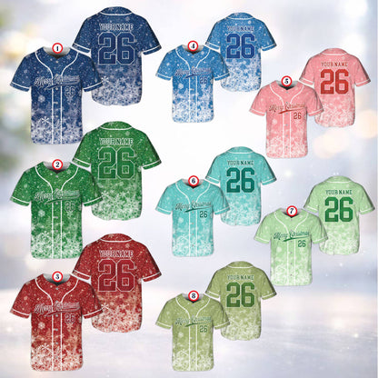 Additional front view of the personalized christmas baseball jersey