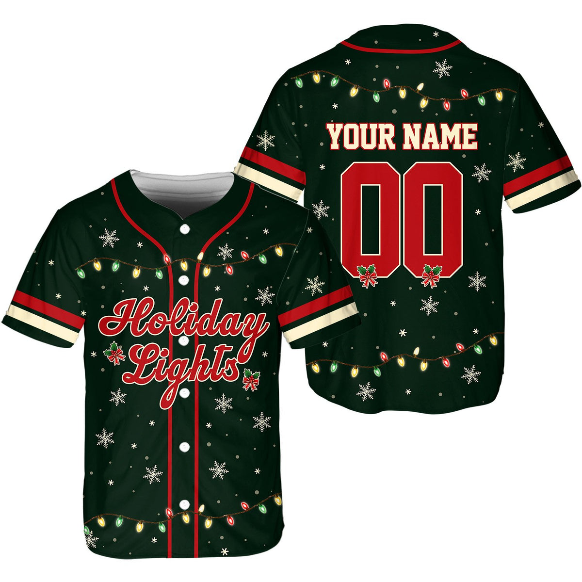 Angled front view of the dark green personalized baseball jersey