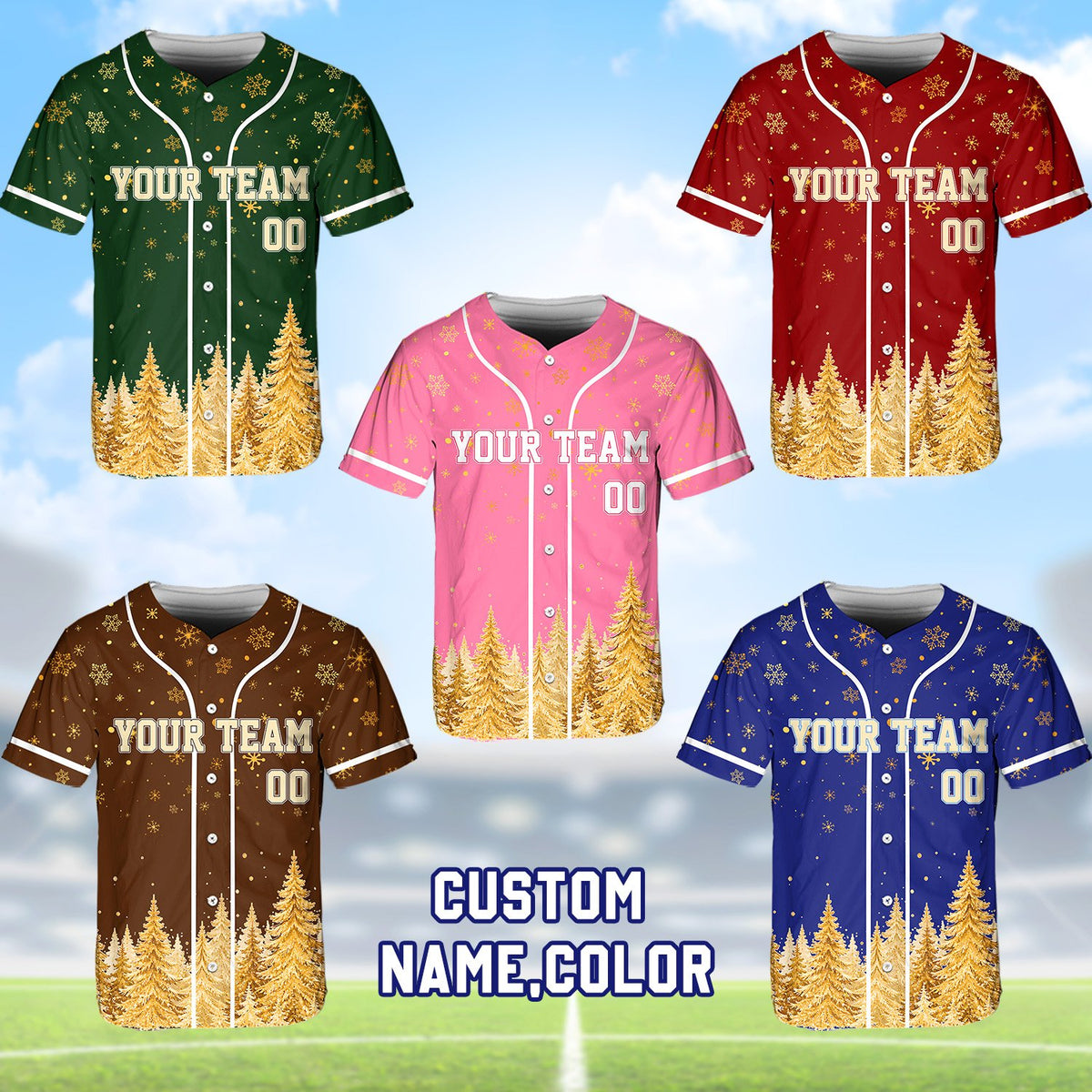 Close-up front view highlighting the white piping on the personalized baseball jersey