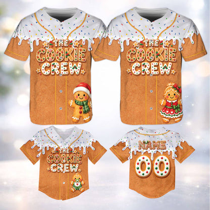 Second lifestyle view of the Christmas gingerbread cookie baseball jersey