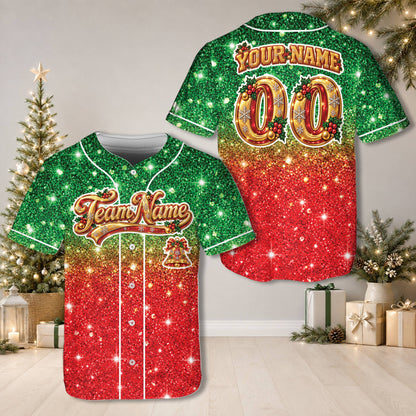 Another front view showing the green and red glittery ombre style