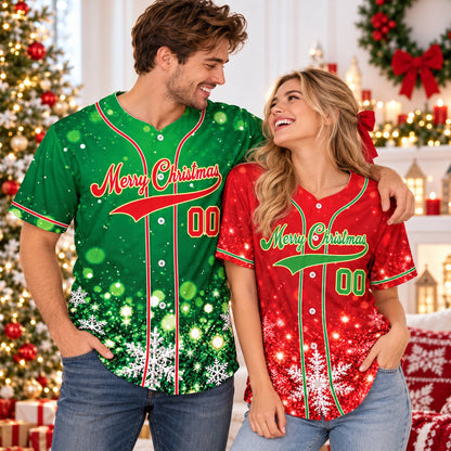 Lifestyle view of someone wearing the personalized christmas baseball jersey