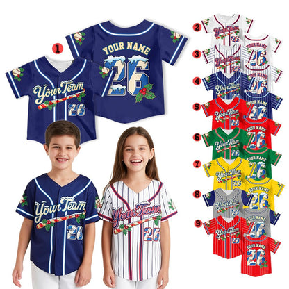 Alternate view of the multicolor personalized christmas baseball jersey