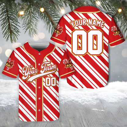 Multicolor striped personalized baseball jersey, front view 6