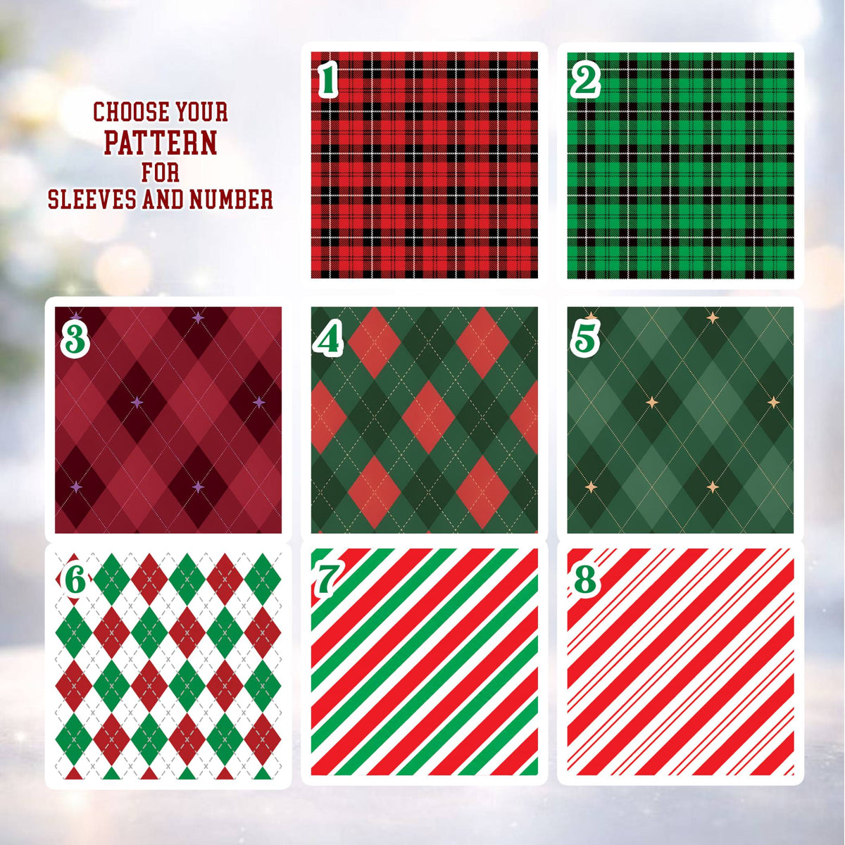 Multicolor view of the festive custom name and number baseball jersey design.