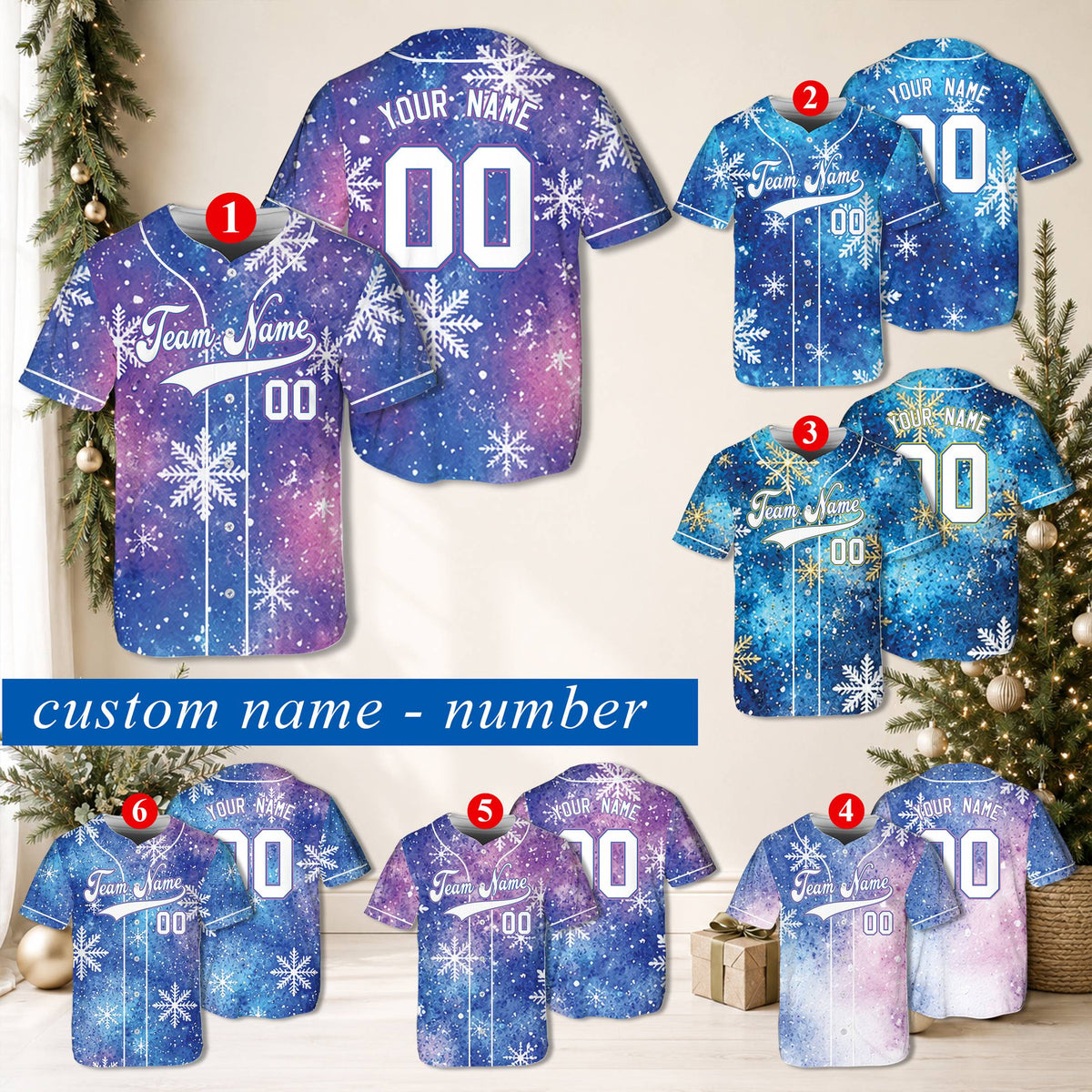 Alternate view of the personalized christmas baseball jersey