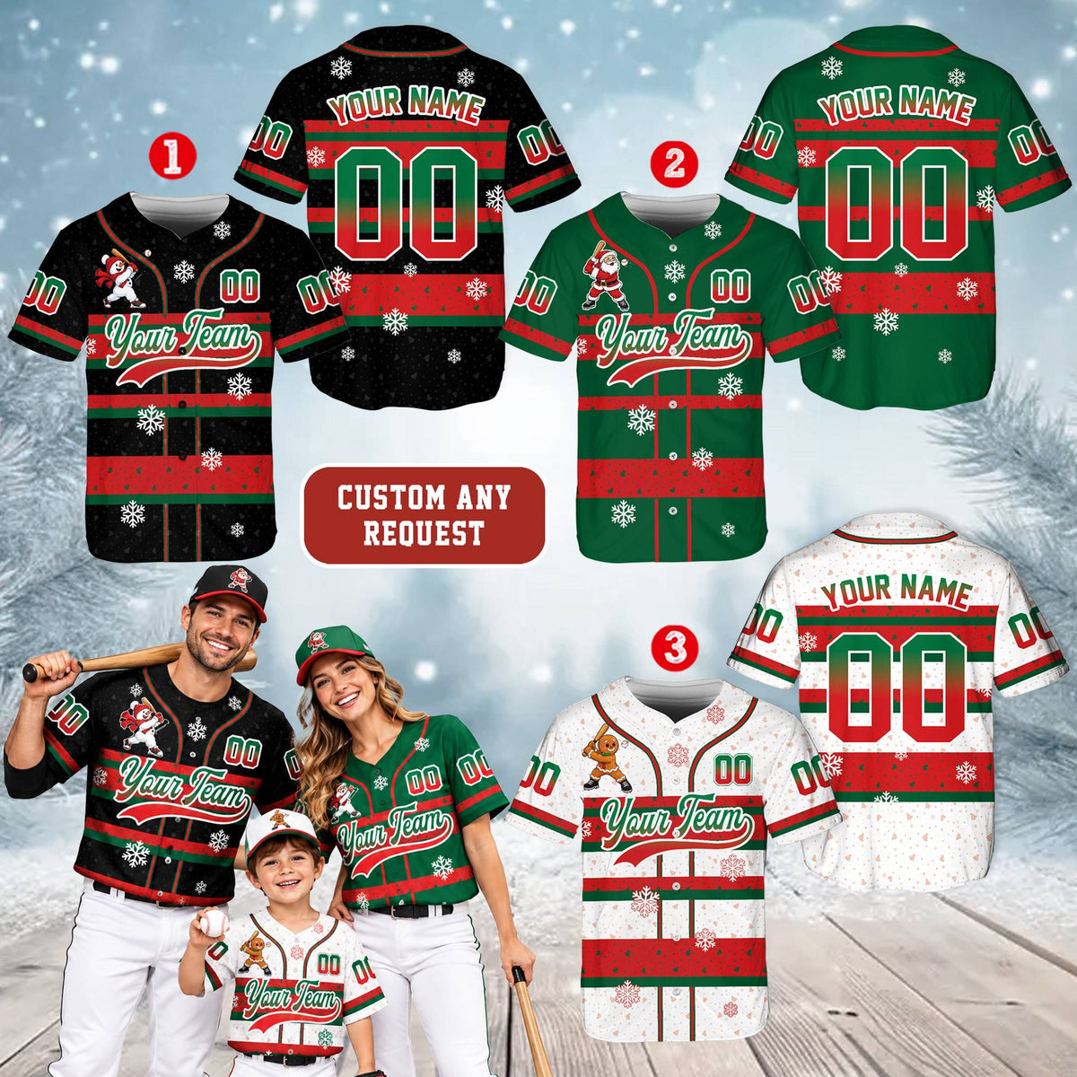 Close-up detail of the christmas baseball jersey fabric and stripes