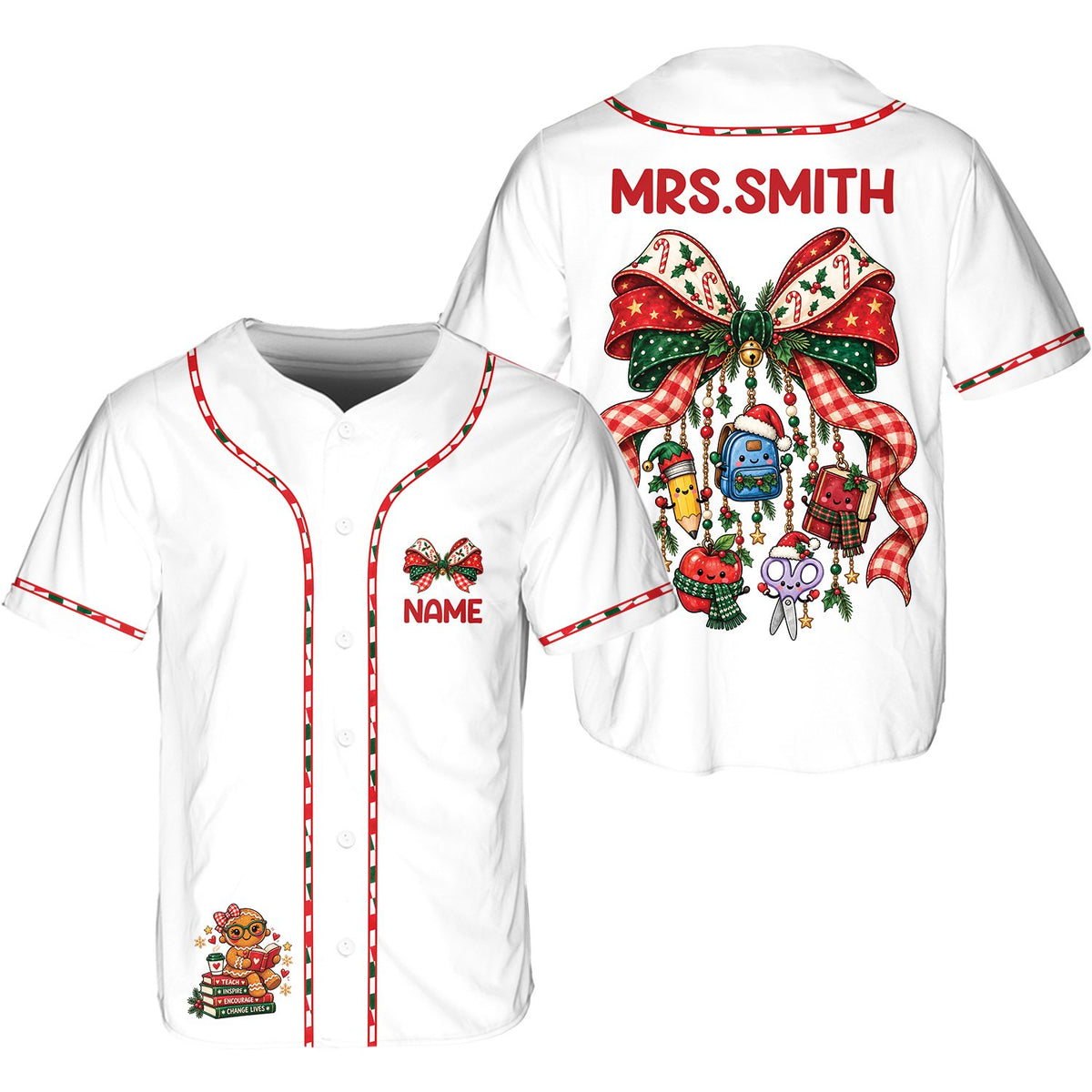 Another back view of the personalized christmas baseball jersey