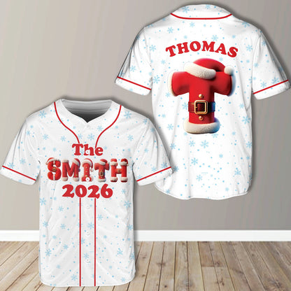 White custom name baseball jersey, flat front view