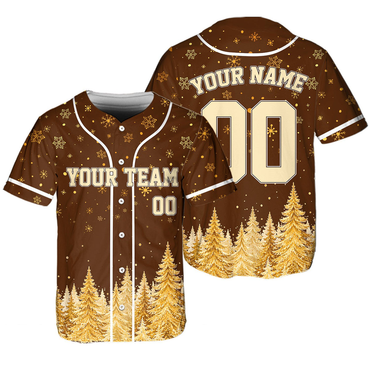 Alternate front view of the customized holiday baseball jersey