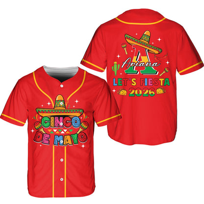 Alternative front view of the red custom Cinco de Mayo baseball jersey