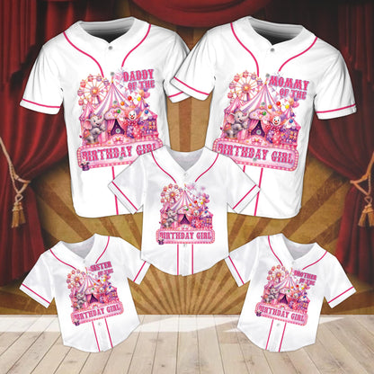 White circus baseball jersey showing detailed tent and elephant design, front view