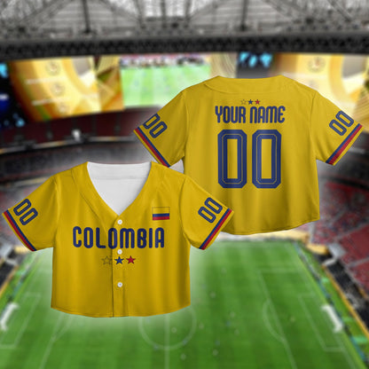 Personalized white Colombia baseball jersey front view