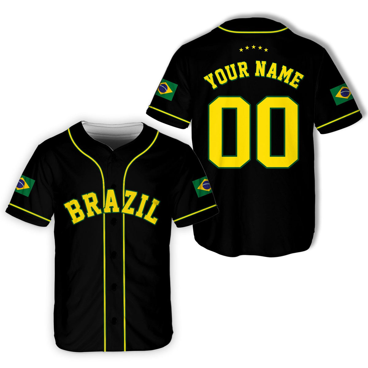 Black country baseball jersey, front view