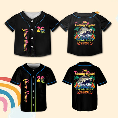 Personalized black cruise baseball jersey showing front design