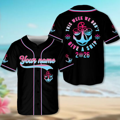 Detailed front view of the black custom name baseball jersey