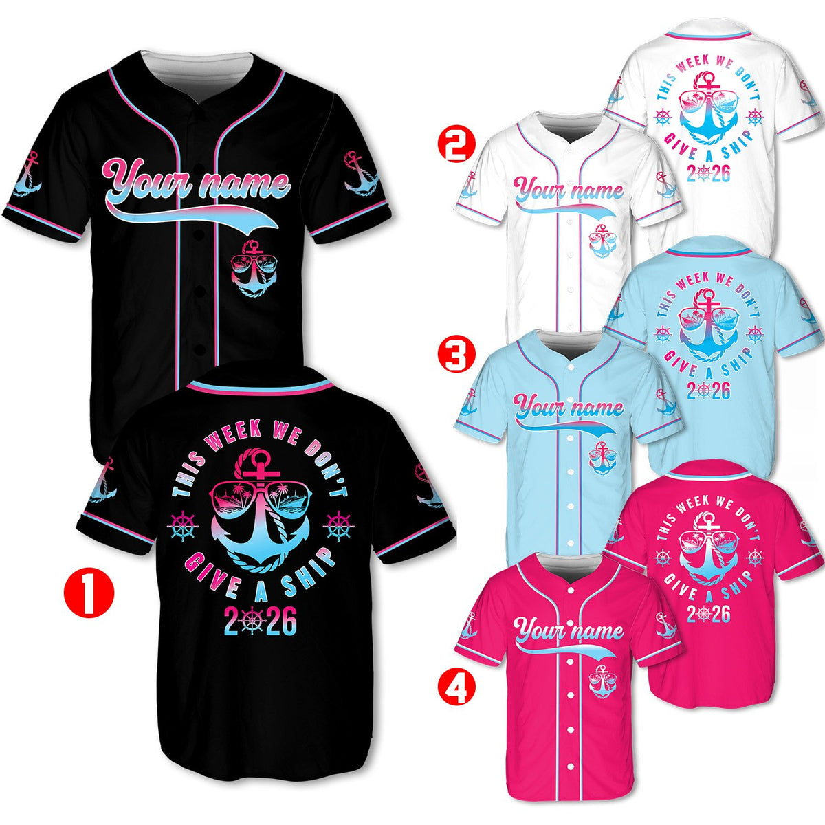 Close-up of the anchor design on the personalized baseball jersey