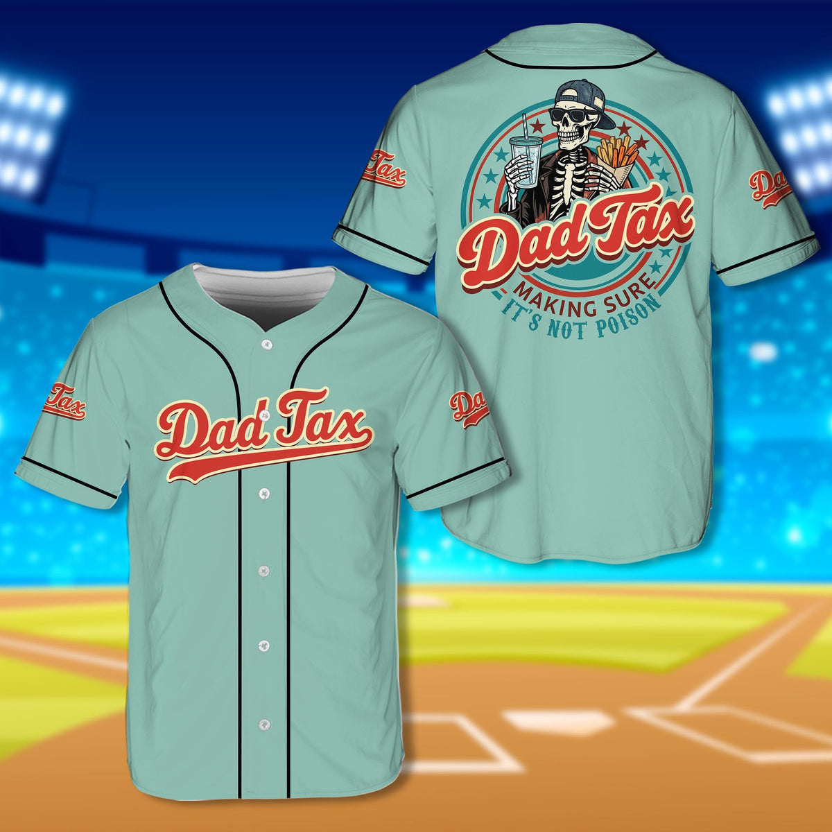 Light blue dad baseball jersey front view