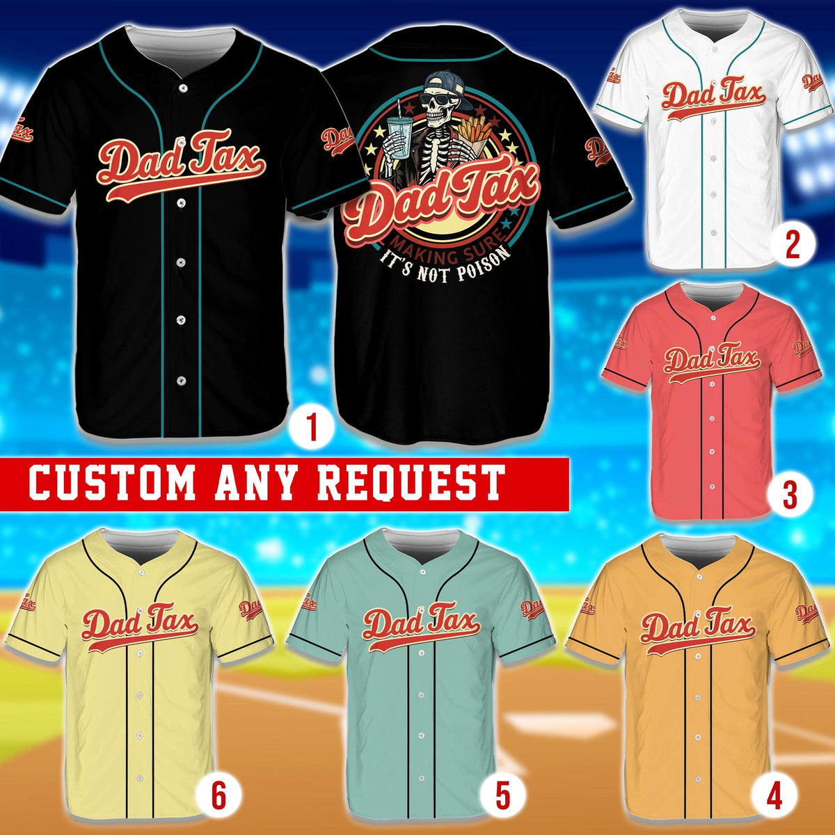 Multicolor dad baseball jersey alternative view