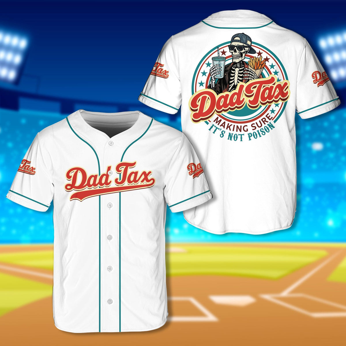 White dad baseball jersey front view