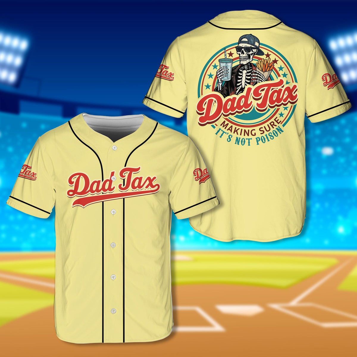 Light yellow dad baseball jersey front view