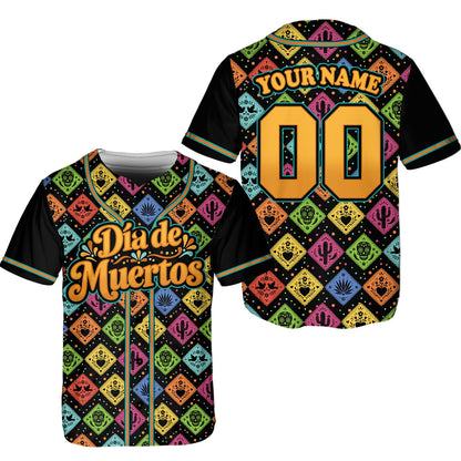 Detailed view of the customized name and number on the Dia de Muertos jersey