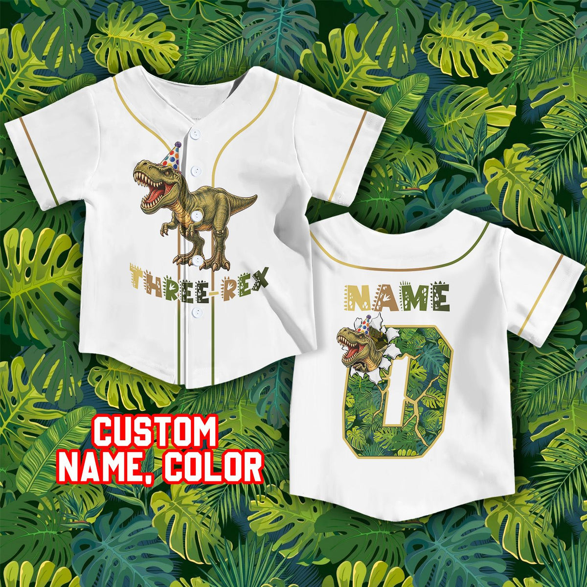 Additional front view of the personalized birthday baseball jersey