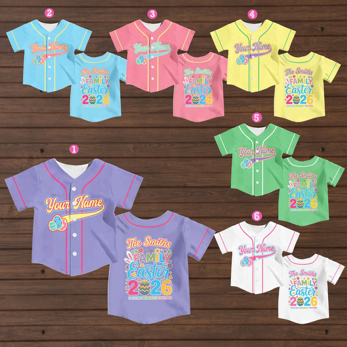 Detailed front view of the Easter baseball jersey button placket and collar