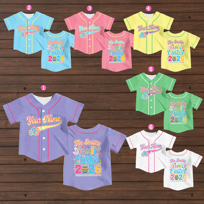 Detailed front view of the Easter baseball jersey button placket and collar