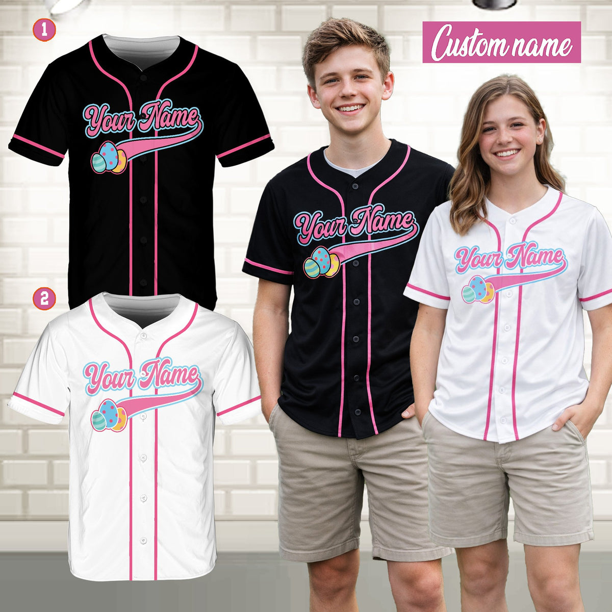 Back view of the custom baseball jersey in a lifestyle setting