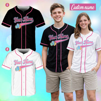Person wearing the black easter baseball jersey outdoors