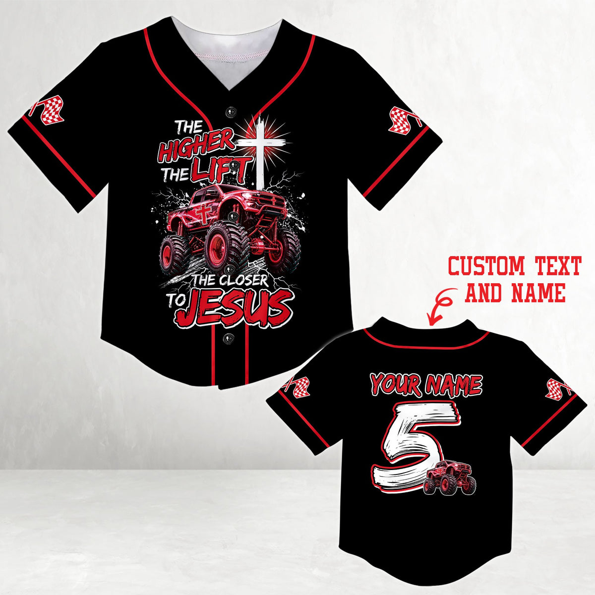 Angled front view of the custom baseball jersey