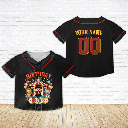 Front view of the black family camp baseball jersey