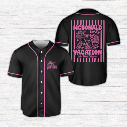 Lifestyle view of black personalized baseball jersey