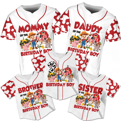 Another front view of the custom farm birthday baseball jersey