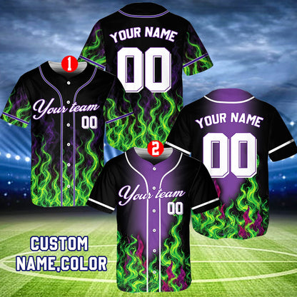 Personalized flame baseball jersey design front view 6