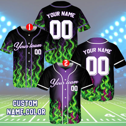 Personalized flame baseball jersey design front view 8