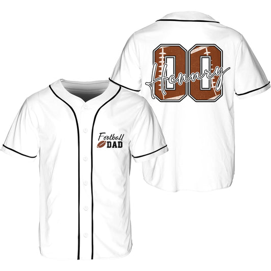 White baseball football jersey with custom name and number, main view