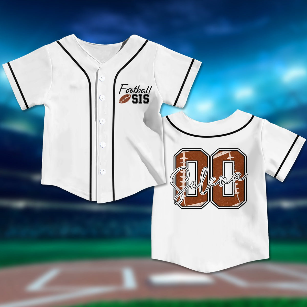 Back view of the personalized jersey in a lifestyle setting
